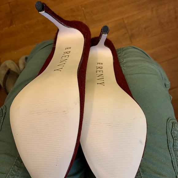 Renvey US Size 8M Stiletto Calf Hair Burgundy 5 in heels "New" - Picture 3 of 4